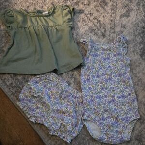 Carter's Green and Floral Diaper Cover Set